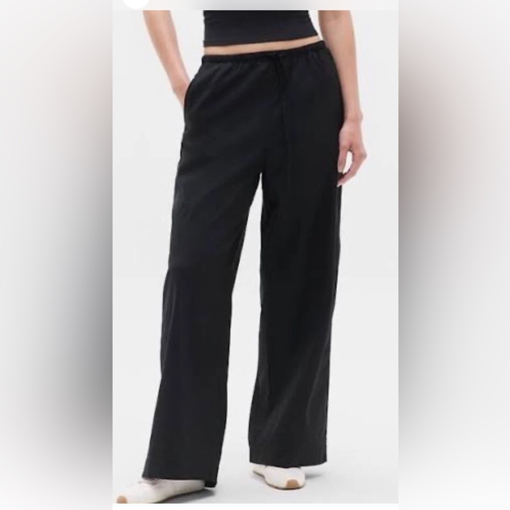 Athleta Paradise Wide Leg Pant Black Drawstring Waist Large NWT - Picture 1 of 10